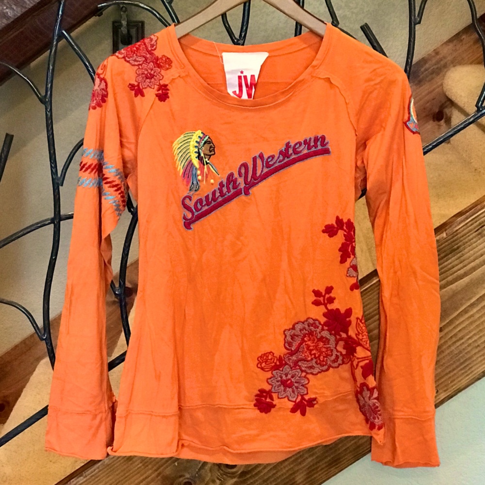 Johnny Was Southwestern Embroidered Tee Medium